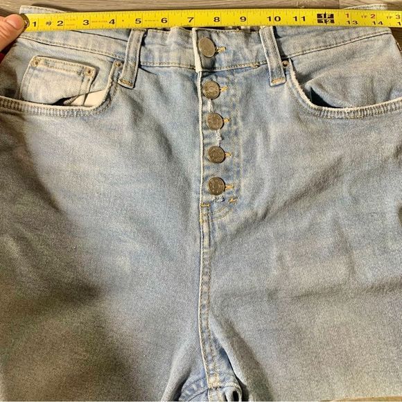 BDG URBAN OUTFITTERS High Rise Girlfriend Jeans in Rinsed w/Striped Yoke Sz 29 - Picture 13 of 15